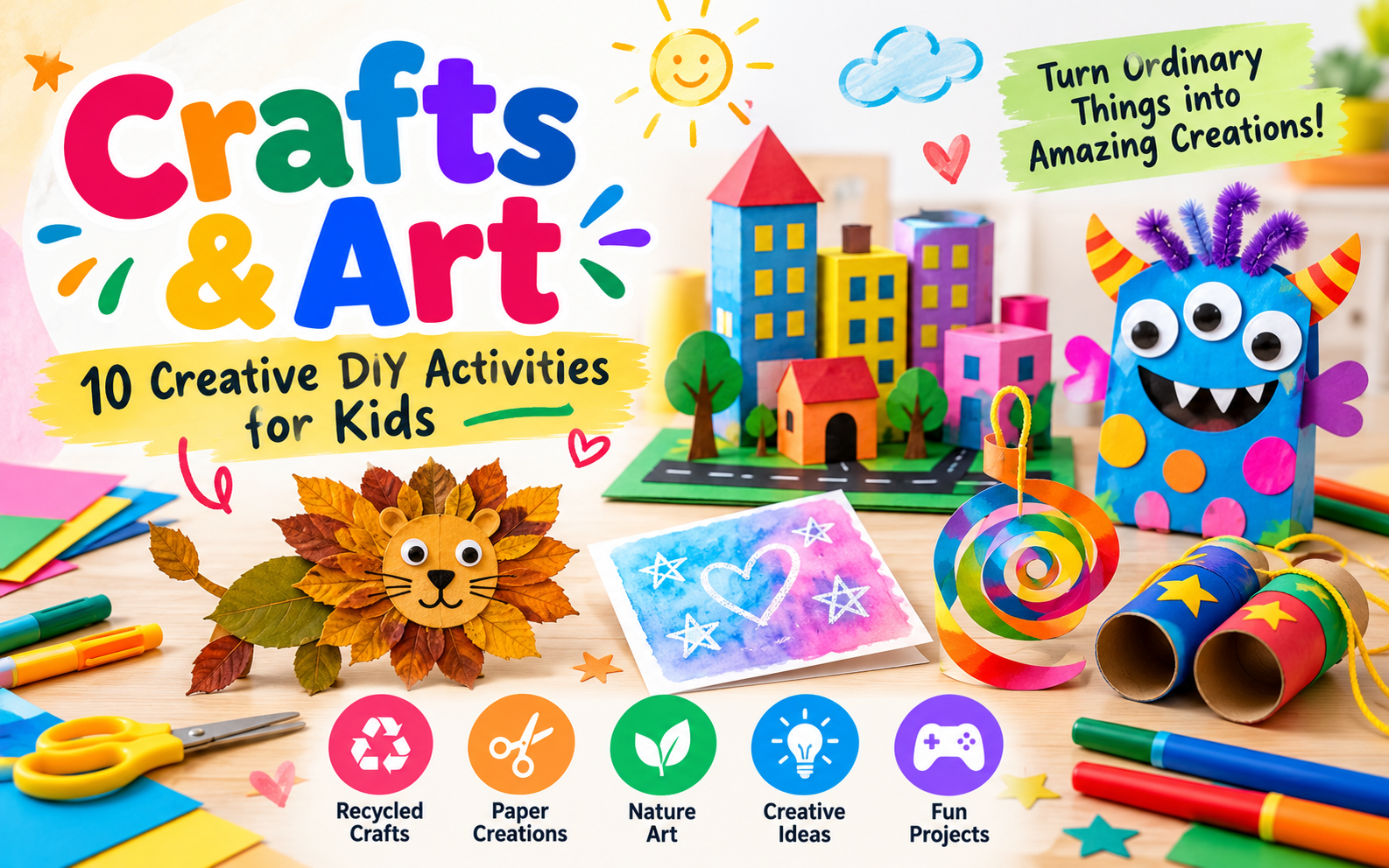 Crafts & Art for Kids: 10 Creative DIY Activities That Turn Ordinary Things into Amazing Creations